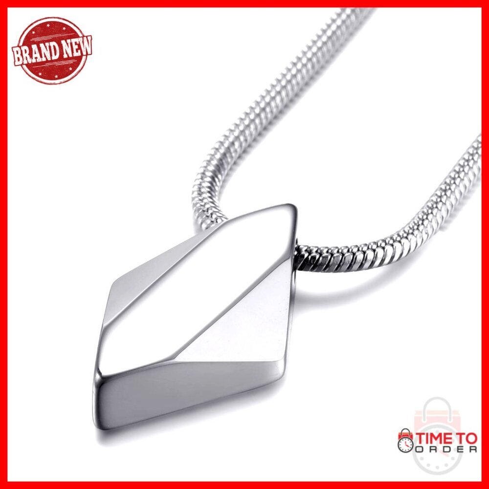 Tungsten Carbide Geometric Pendant Necklace with 22 Inch Stainless Steel Chain